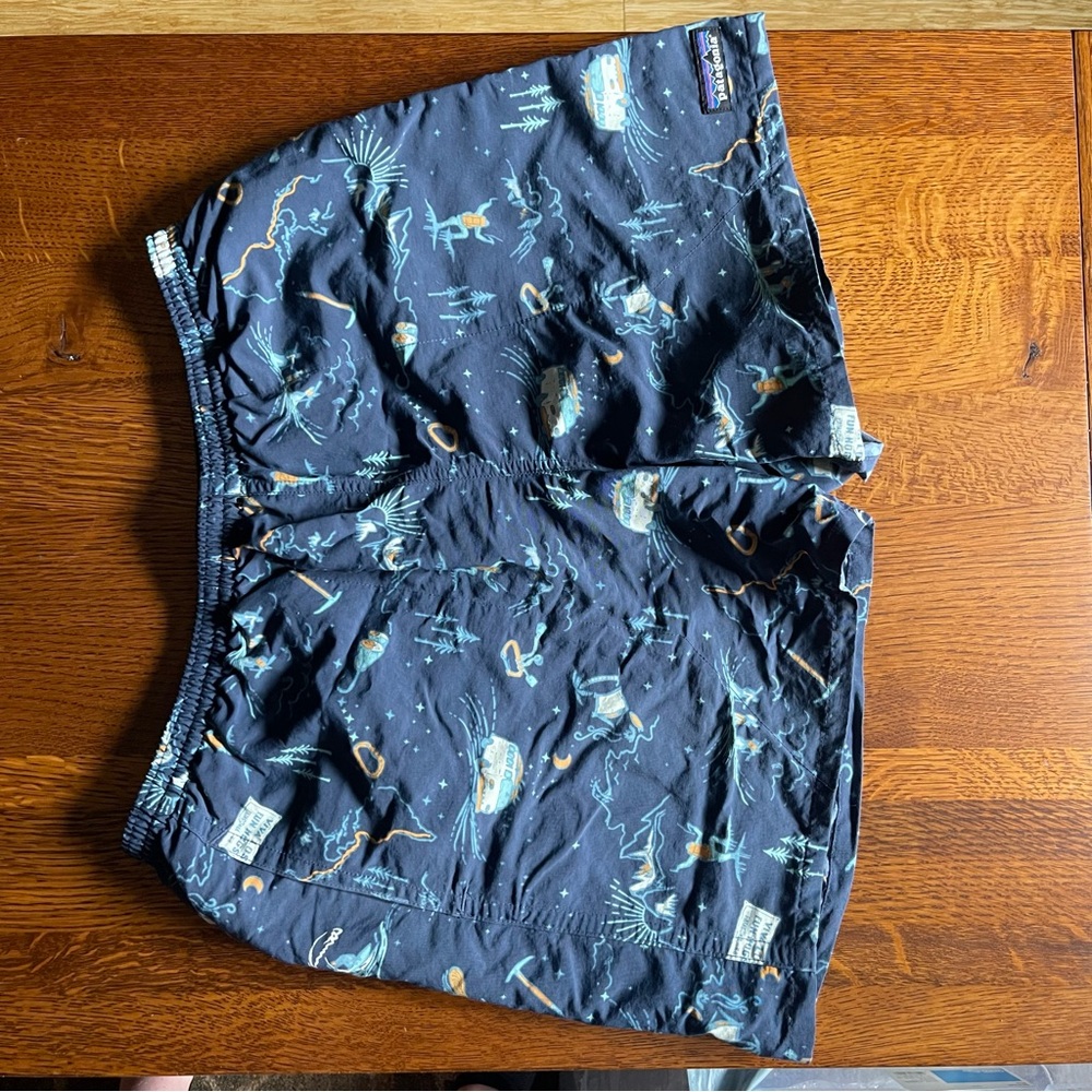 SOLD Patagonia Men's Navy Blue Printed Baggie Shorts 5” Inseam